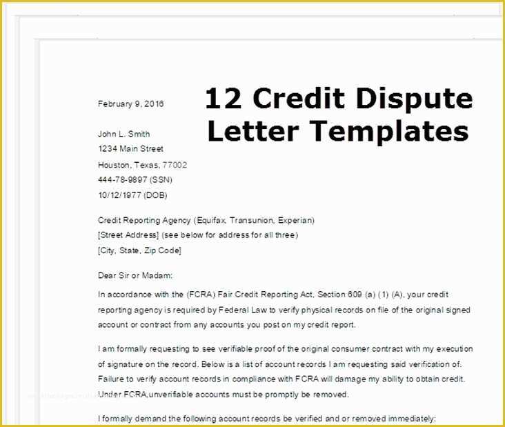 Free Sample Credit Repair Letters And Templates Of 609 Dispute Letter 
