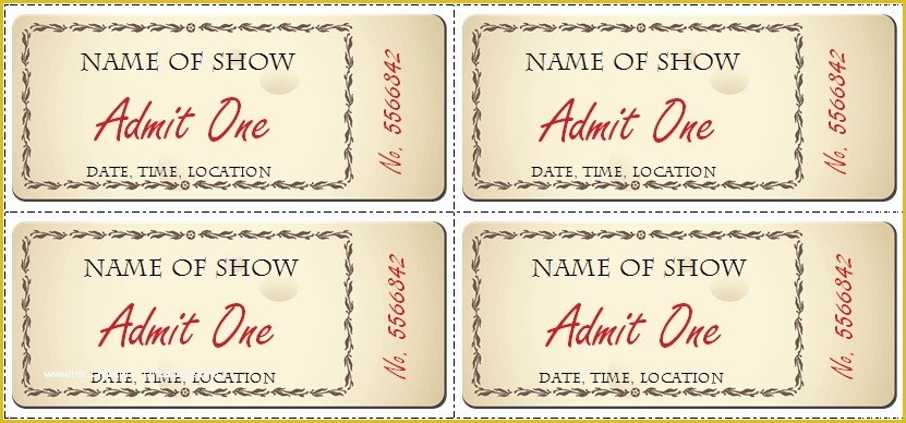 Free Sample event Tickets Template Of 6 Ticket Templates for Word to Design Your Own Free Tickets