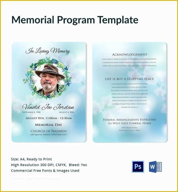 Free Sample Funeral Program Template Of 11 Sample Memorial Program Template Free Sample