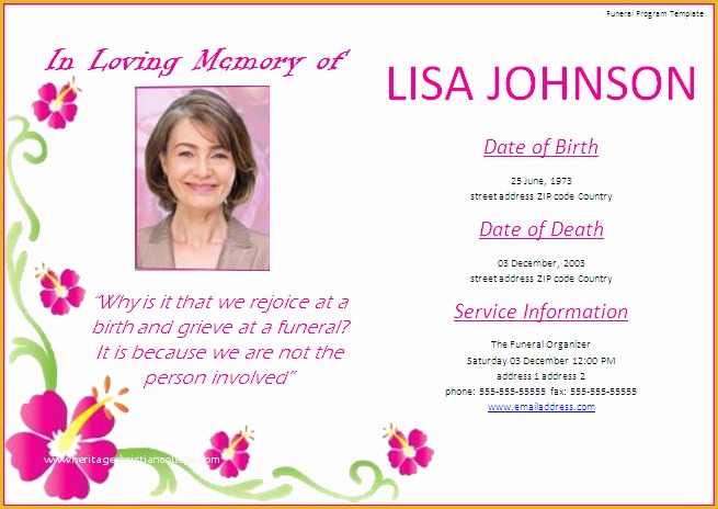 Free Sample Funeral Program Template Of Funeral Program Template