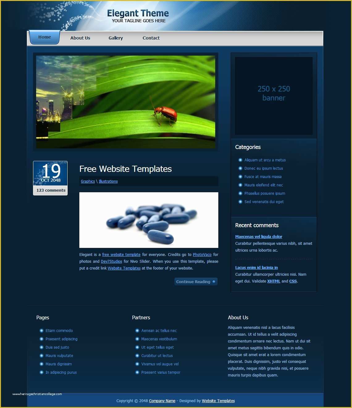 Free Sample HTML Web Page Templates Of Elegant theme Free HTML Css Templates