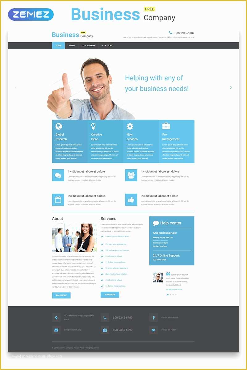 Free Sample HTML Web Page Templates Of Free Business Responsive Website Template