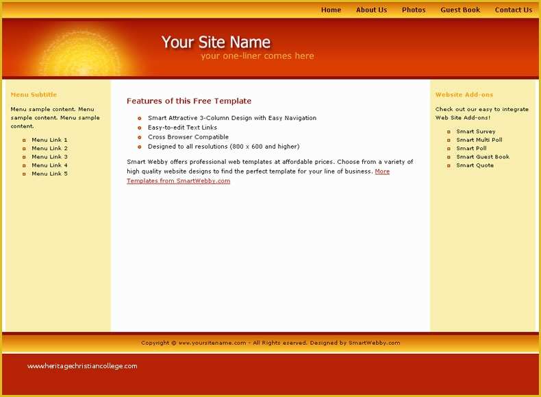 Free Sample HTML Web Page Templates Of Friendly Personal Template