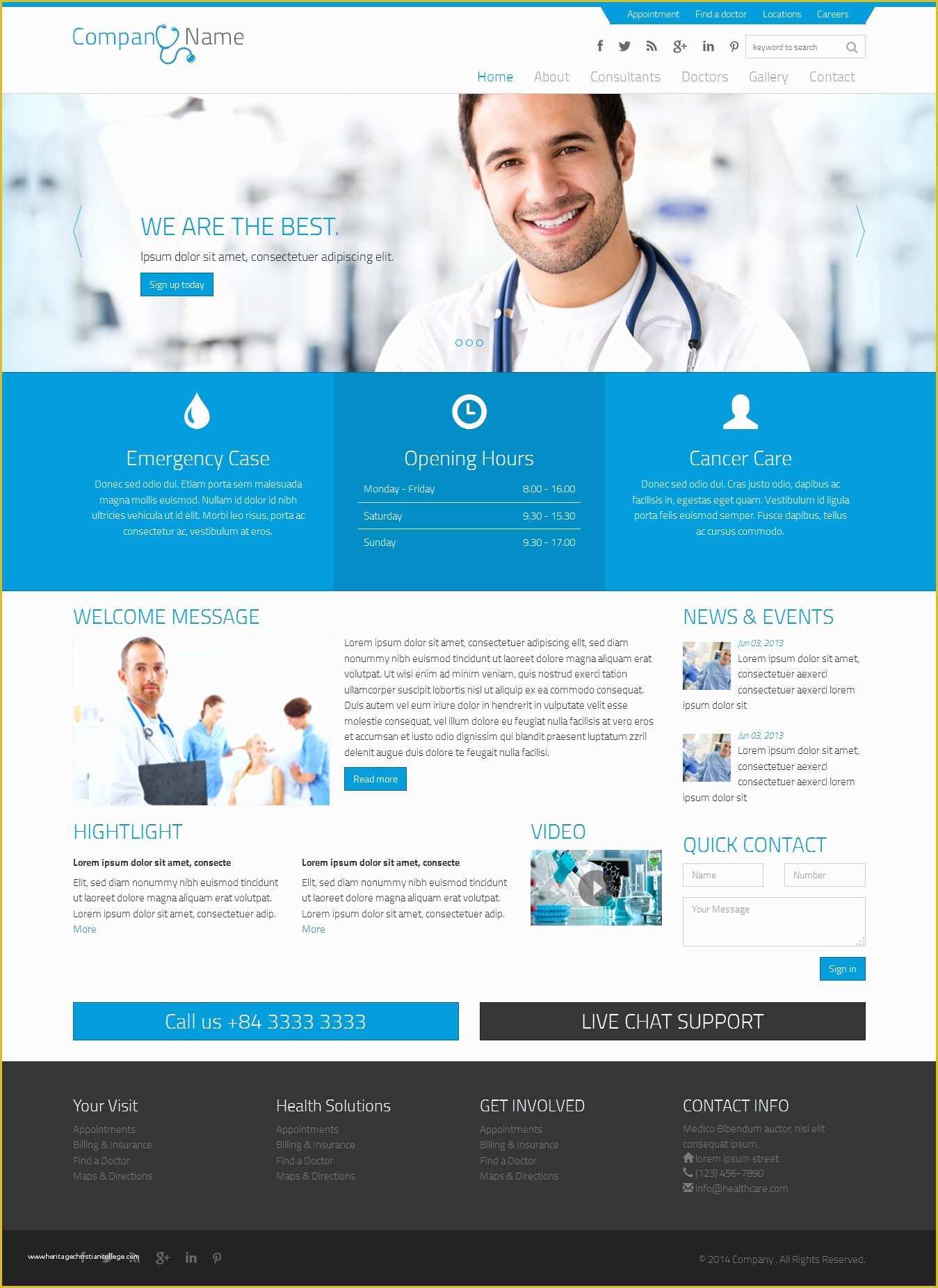 Free Sample HTML Web Page Templates Of Kentico Responsive Website Template for Healthcare