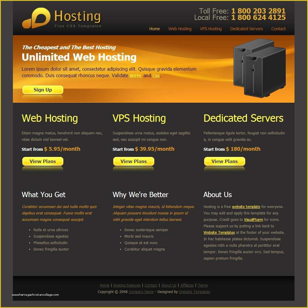 Free Sample HTML Web Page Templates Of Web Hosting Free HTML Css Templates