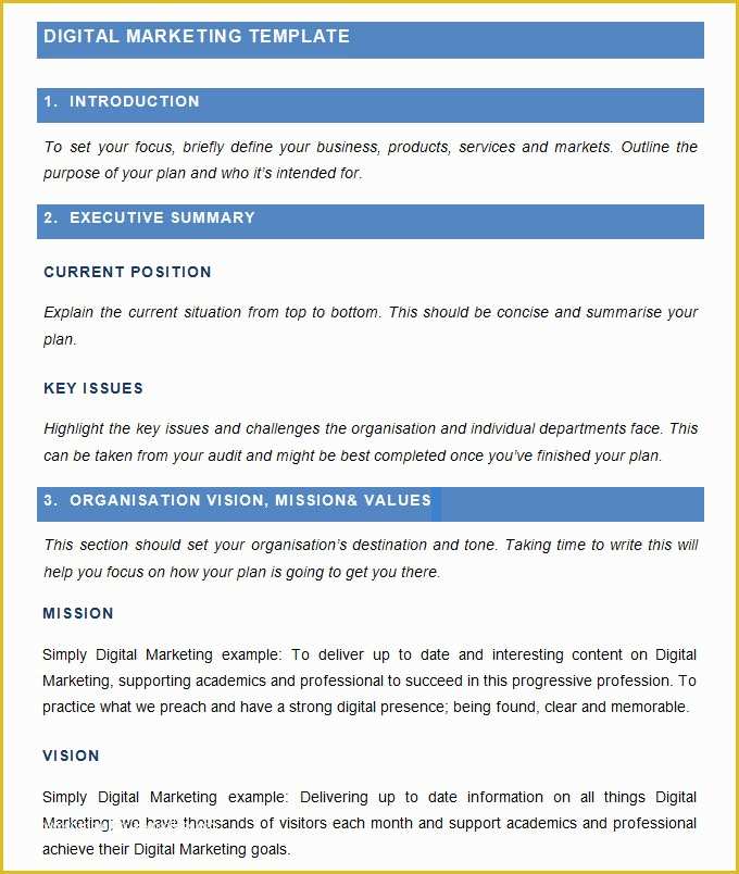 Free Sample Marketing Plan Template Of Digital Marketing Plan Template 7 Free Word Pdf