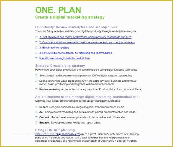 Free Sample Marketing Plan Template Of Digital Marketing Strategy Template – 13 Word Excel Pdf