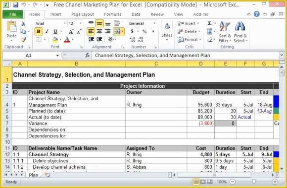 Free Sample Marketing Plan Template Of Free Channel Marketing Plan Template for Excel