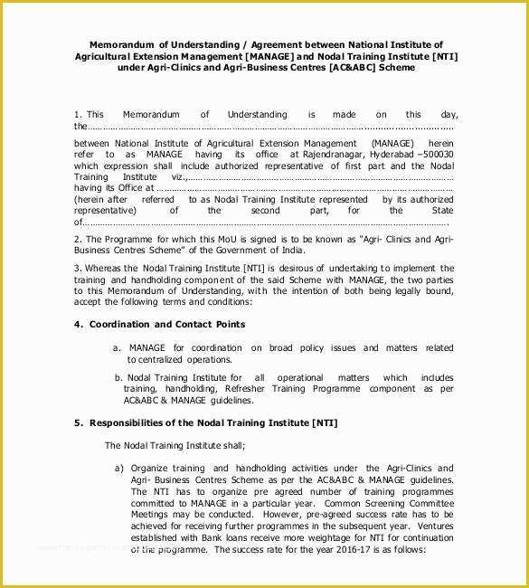 Free Sample Memorandum Of Understanding Template Of 41 Memorandum Of Understanding Templates Pdf Google