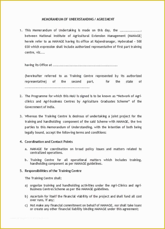 Free Sample Memorandum Of Understanding Template Of 50 Free Memorandum Of Understanding Templates [word]