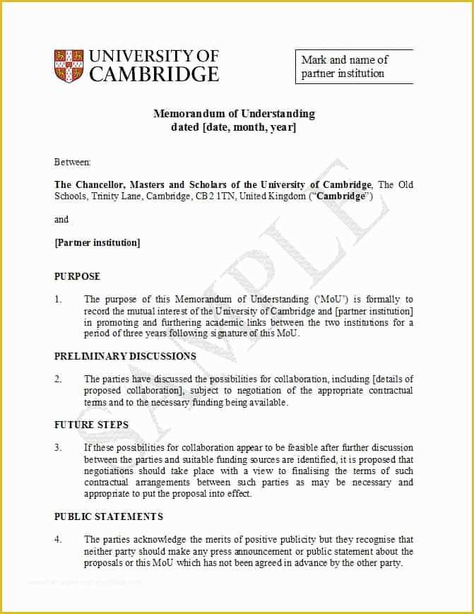 Free Sample Memorandum Of Understanding Template Of 50 Free Memorandum Of Understanding Templates [word]