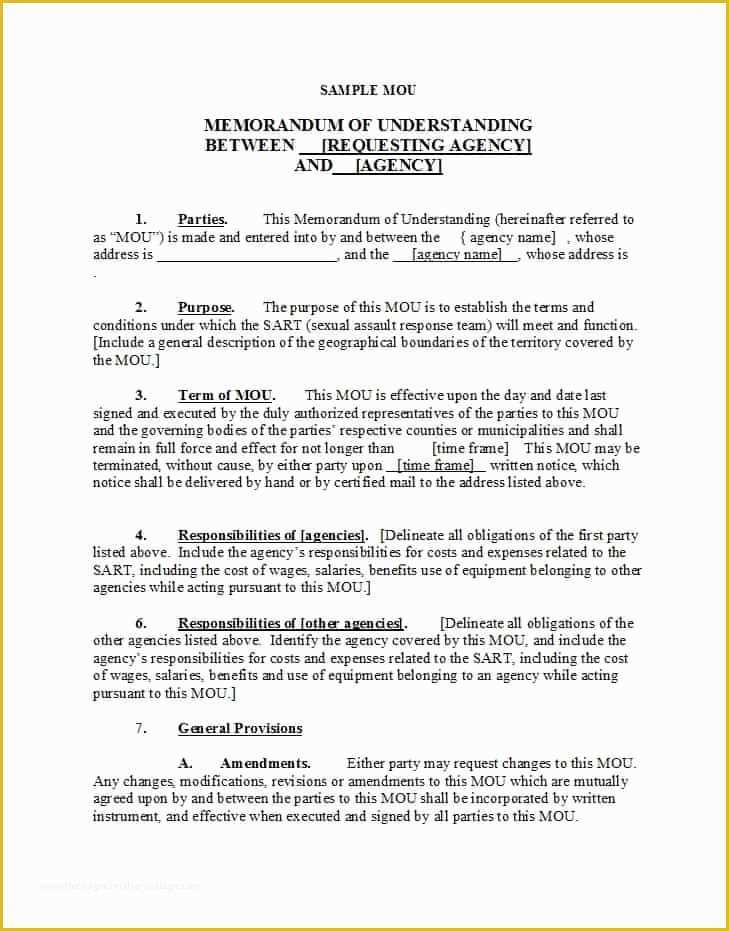 Free Sample Memorandum Of Understanding Template Of 50 Free Memorandum Of Understanding Templates [word]