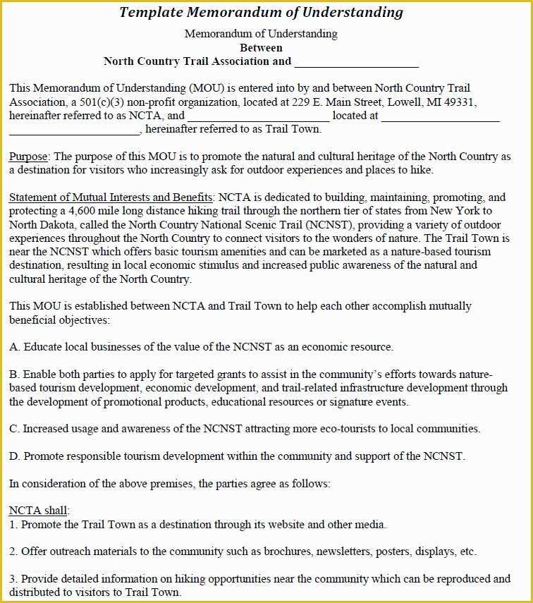 42 Free Sample Memorandum Of Understanding Template