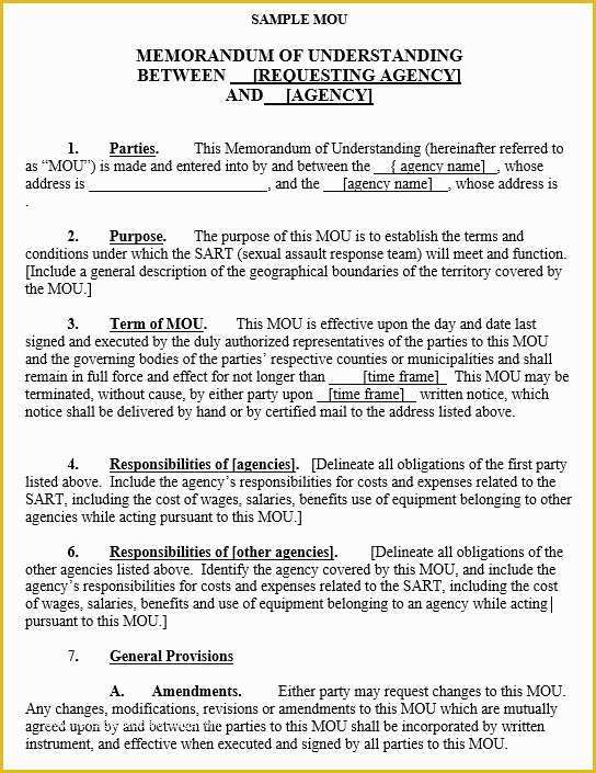 Free Sample Memorandum Of Understanding Template Of 9 Free Sample Memorandum Agreement Templates Printable