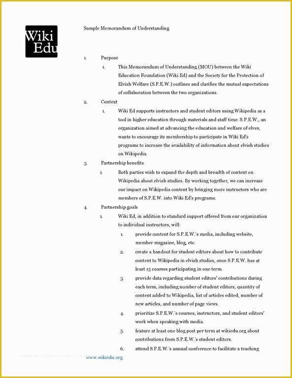 Free Sample Memorandum Of Understanding Template Of File Sample Wiki Education Foundation Educational