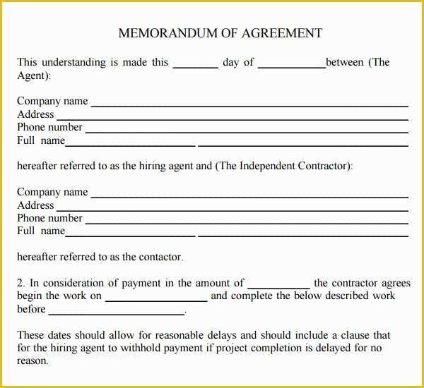 Free Sample Memorandum Of Understanding Template Of Memorandum Of Agreement 14 Free Pdf Doc Download