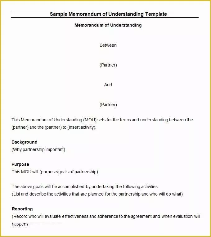 Free Sample Memorandum Of Understanding Template Of Memorandum Of Understanding Template 20 Word Pdf