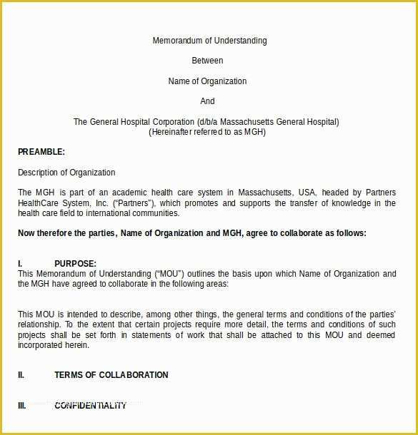 Free Sample Memorandum Of Understanding Template Of Memorandum Of Understanding Template 20 Word Pdf