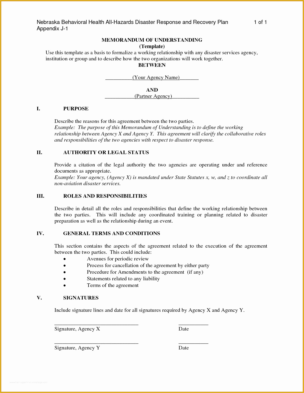 Free Sample Memorandum Of Understanding Template Of Memorandum Of Understanding Templatereference Letters