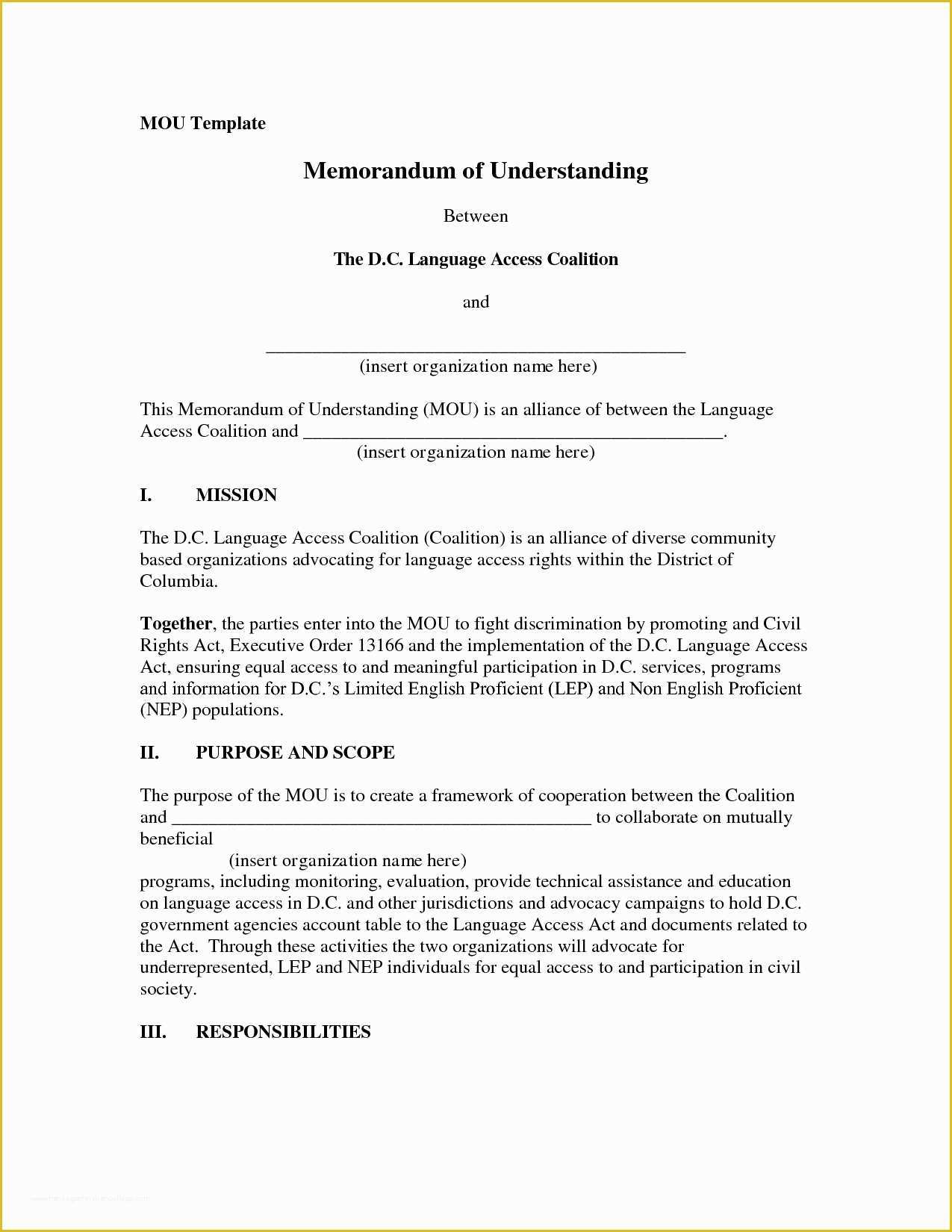 Free Sample Memorandum Of Understanding Template Of Memorandum Understanding Template Beepmunk