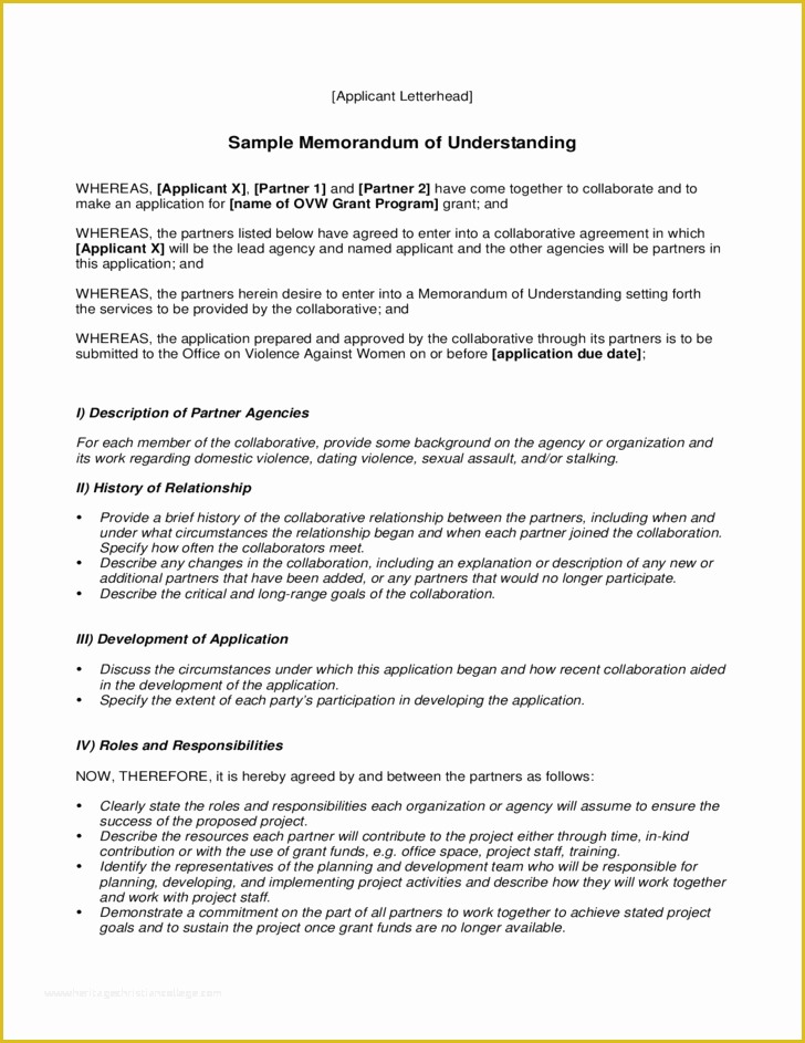 Free Sample Memorandum Of Understanding Template Of Sample Memorandum Of Understanding Free Download