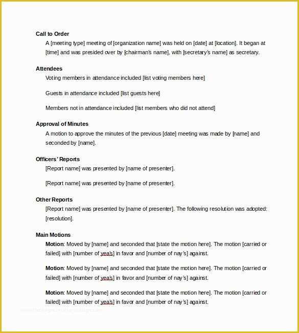 Free Sample Minutes Of Meeting Template Of 42 Free Sample Meeting Minutes Templates
