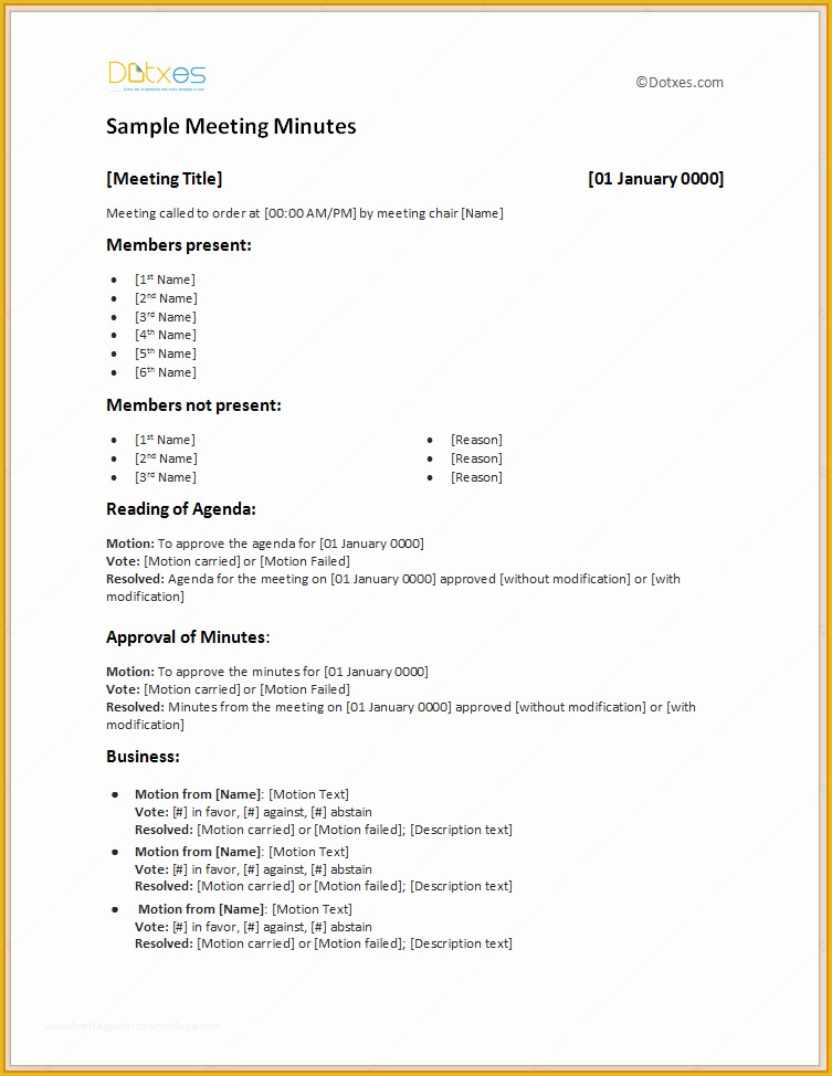 Free Sample Minutes Of Meeting Template Of Sample Meeting Minutes Template