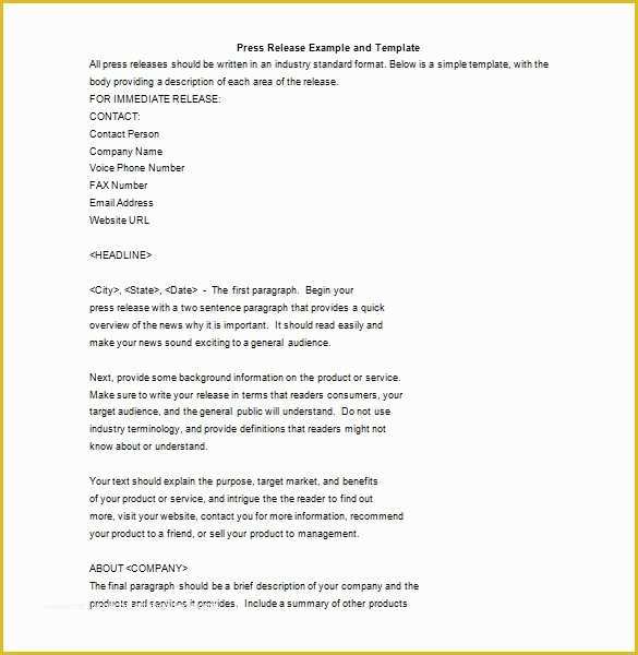 Free Sample Press Release Template Of 28 Press Release Template Word Excel Pdf