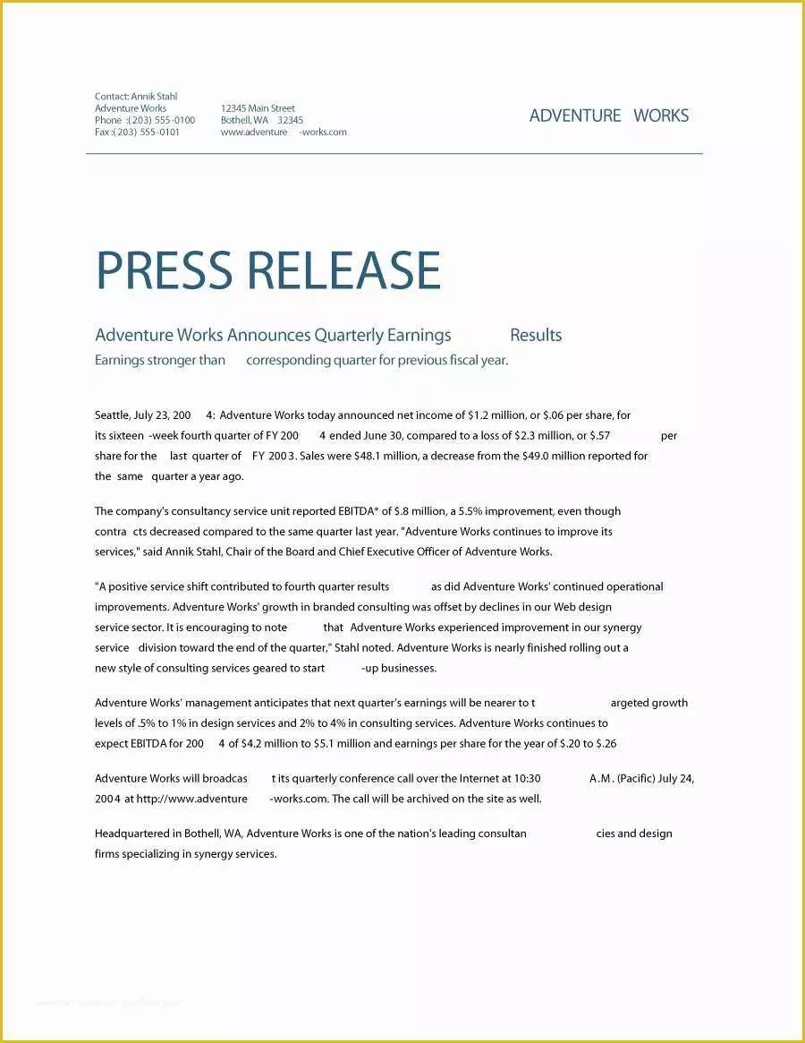 Free Sample Press Release Template Of 47 Free Press Release format Templates Examples & Samples