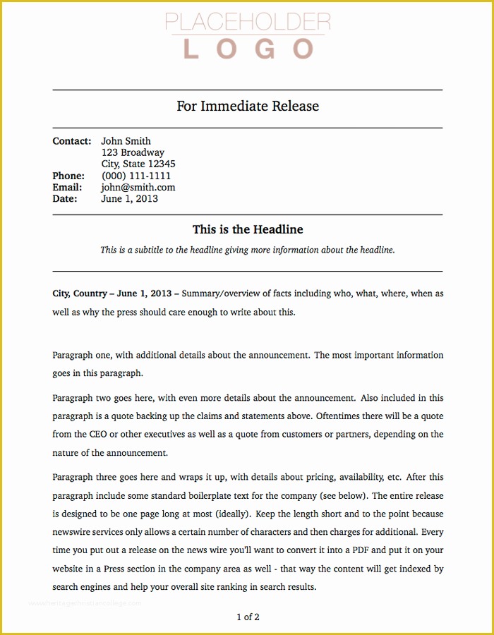 Free Sample Press Release Template Of Latex Templates Press Release