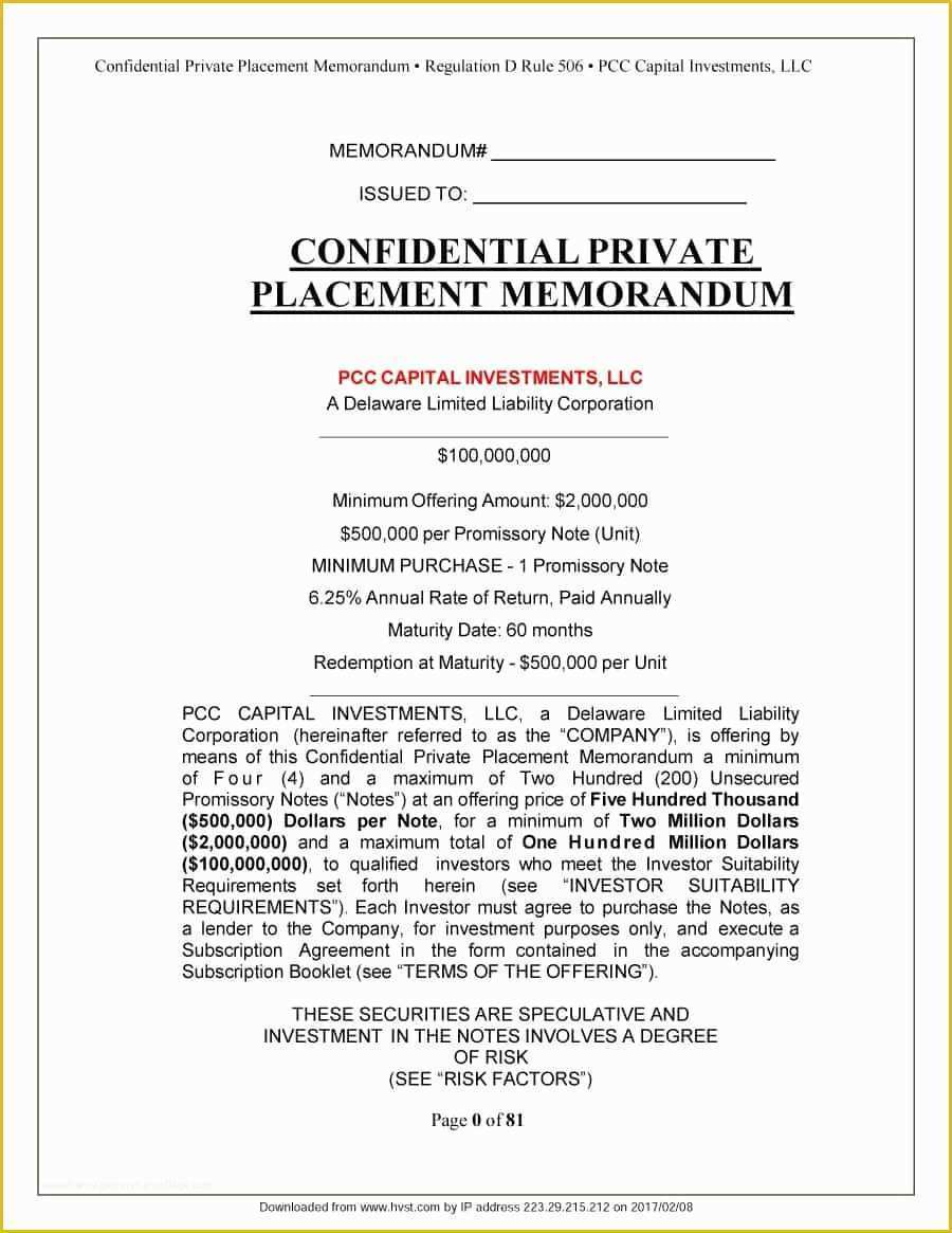 Free Sample Private Placement Memorandum Template Of 40 Private Placement Memorandum Templates [word Pdf]