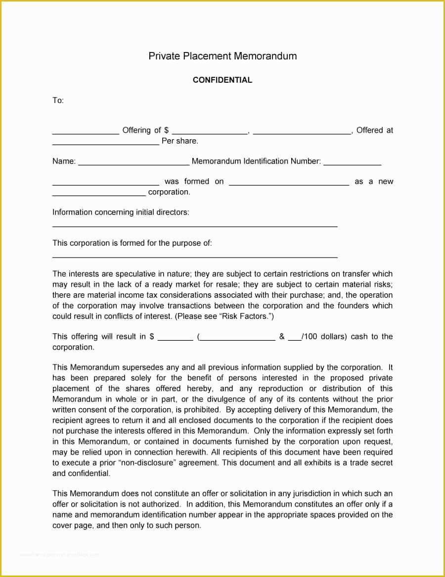 Free Sample Private Placement Memorandum Template Of 40 Private Placement Memorandum Templates [word Pdf]