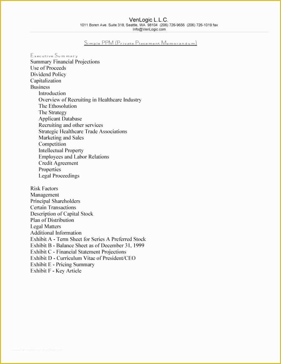 Free Sample Private Placement Memorandum Template Of 40 Private Placement Memorandum Templates [word Pdf]