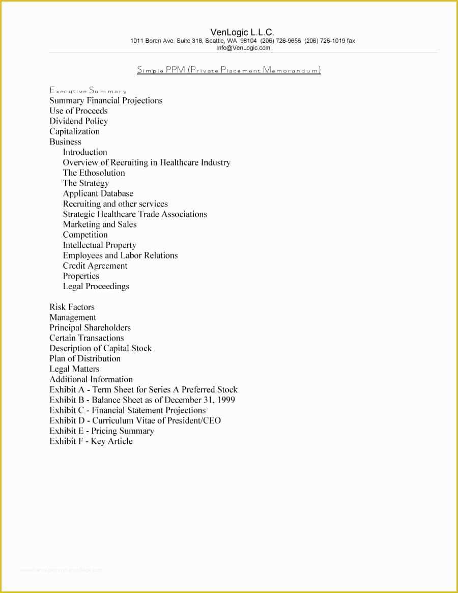 Free Sample Private Placement Memorandum Template Of 40 Private Placement Memorandum Templates [word Pdf]