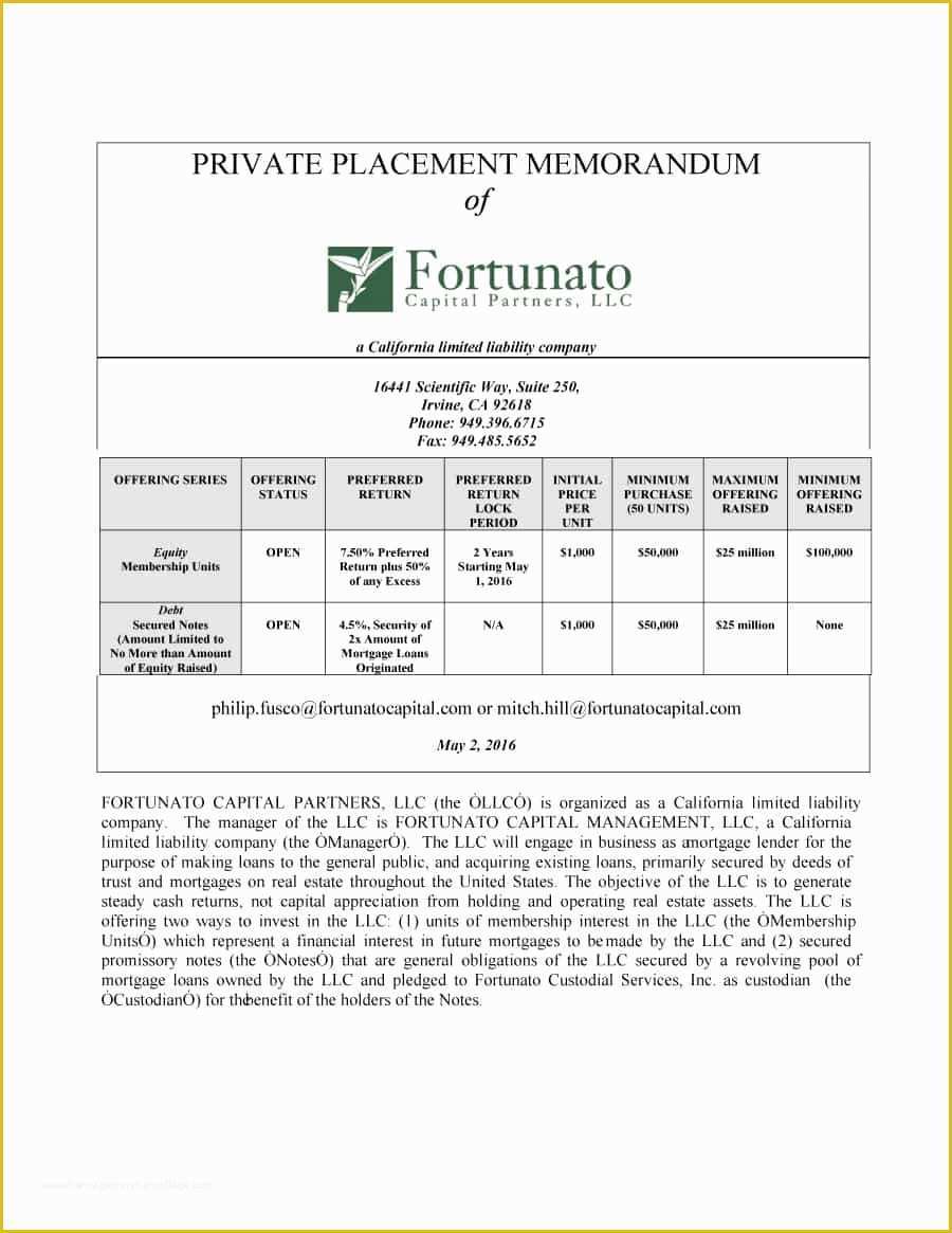 Free Sample Private Placement Memorandum Template Of 40 Private Placement Memorandum Templates [word Pdf]