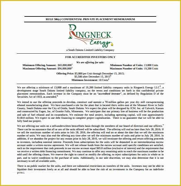 Free Sample Private Placement Memorandum Template Of 7 Private Placement Memorandum Samples