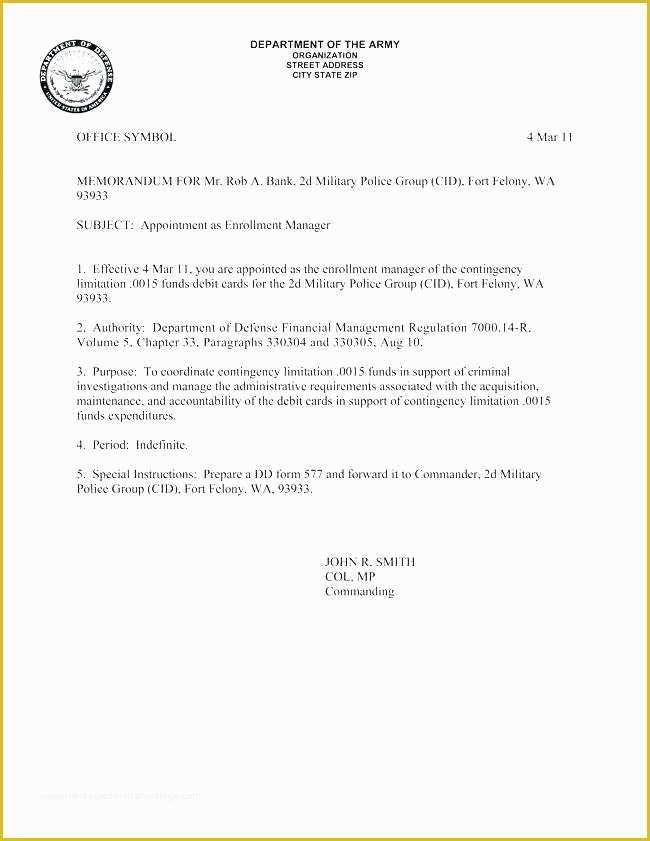 Memorandum Of Agreement Template Army