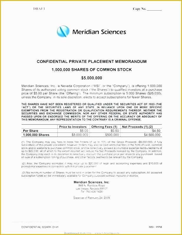 Free Sample Private Placement Memorandum Template Of Private Offering Memorandum Template