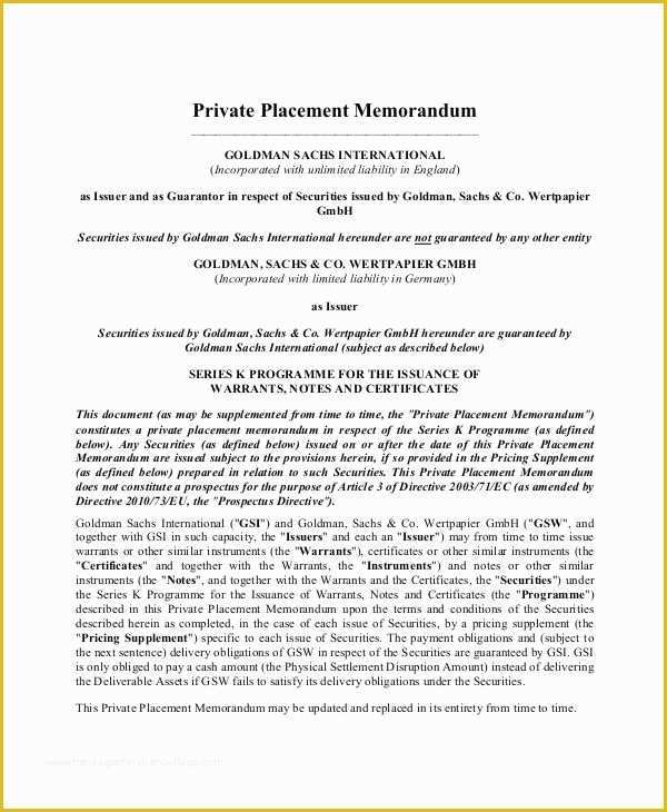 Free Sample Private Placement Memorandum Template Of Private Placement Memorandum 12 Free Pdf Documents