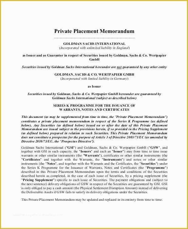 Free Sample Private Placement Memorandum Template Of Private Placement Memorandum 12 Free Pdf Documents