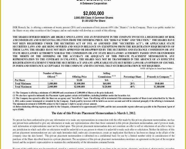 Free Sample Private Placement Memorandum Template Of Private Placement Memorandum 12 Free Pdf Documents