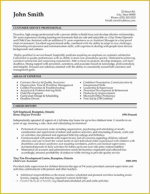 Free Sample Professional Resume Template Of A Professional Resume Template for A Customer Service
