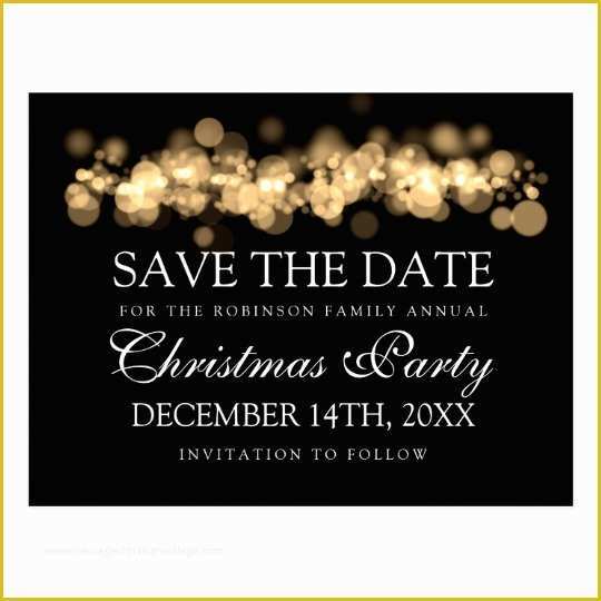Free Save the Date Holiday Party Templates Of Christmas Party Save the Date Gold Bokeh Lights Postcard