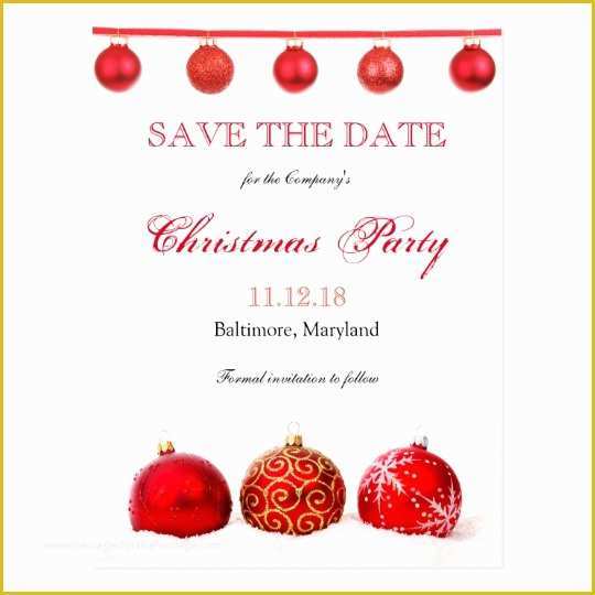 Free Save The Date Holiday Party Templates Of Modern Red Ornaments Save 