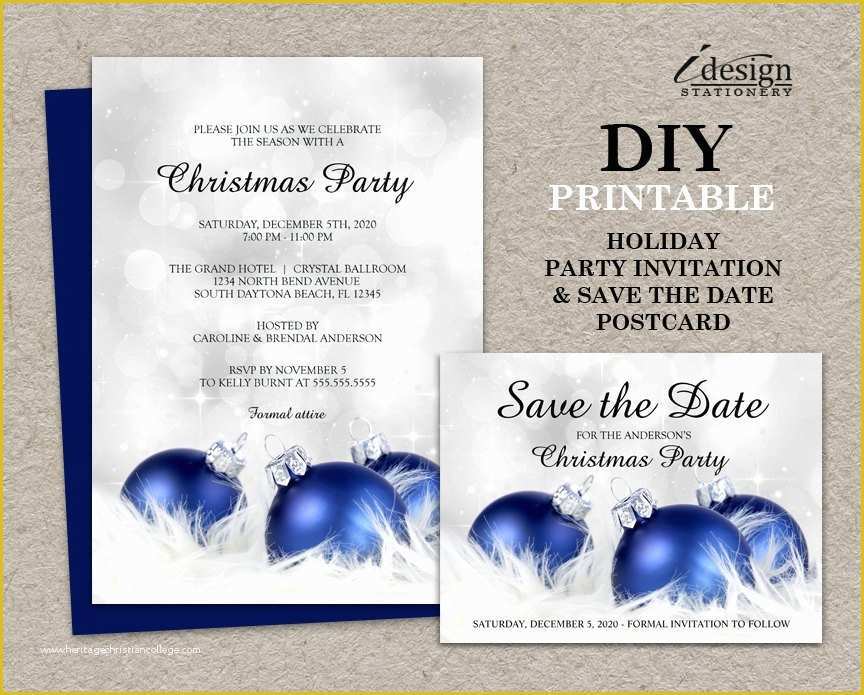 Free Save the Date Holiday Party Templates Of Personalized Christmas Party Invitations with Save the Date