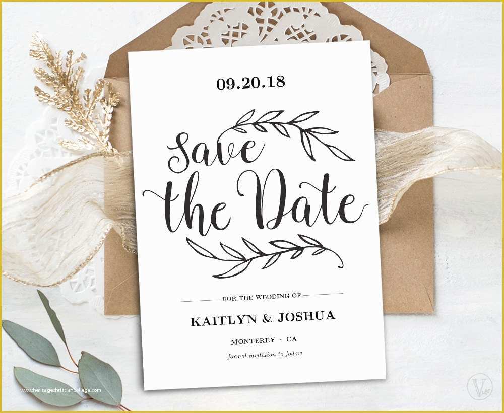 Free Save the Date Postcard Templates Of Printable Save the Date Card Template Kraft Save the Date
