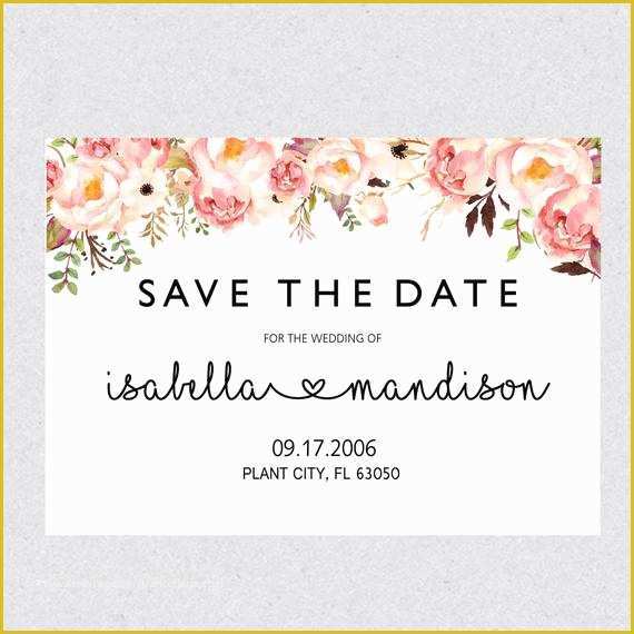 Free Save the Date Postcard Templates Of Printable Save the Date Template Card Floral Save the Date