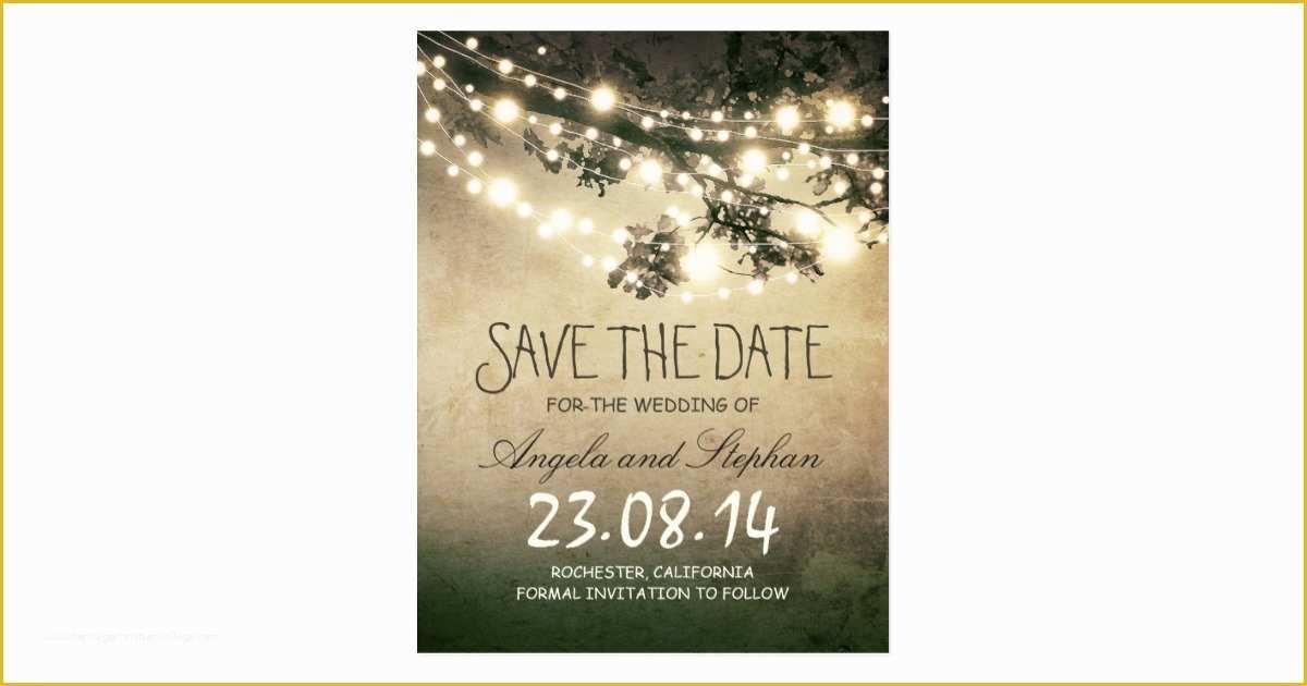 Free Save the Date Postcard Templates Of Romantic Night Lights Rustic Save the Date Postcard