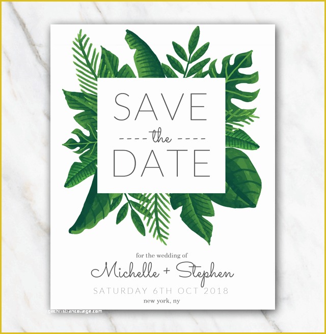 Free Save the Date Templates for Email Of Tropical Green Wedding Save the Date Template Temploola