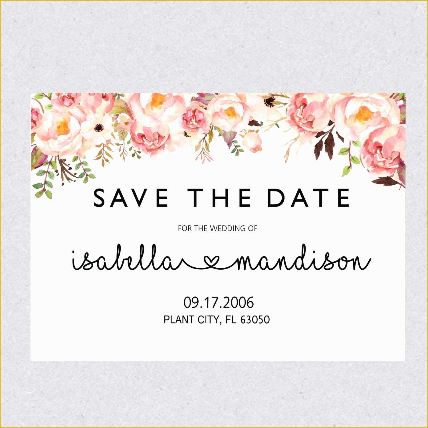 Free Save the Date Templates Word Of Printable Save the Date Template Card Floral Save the Date